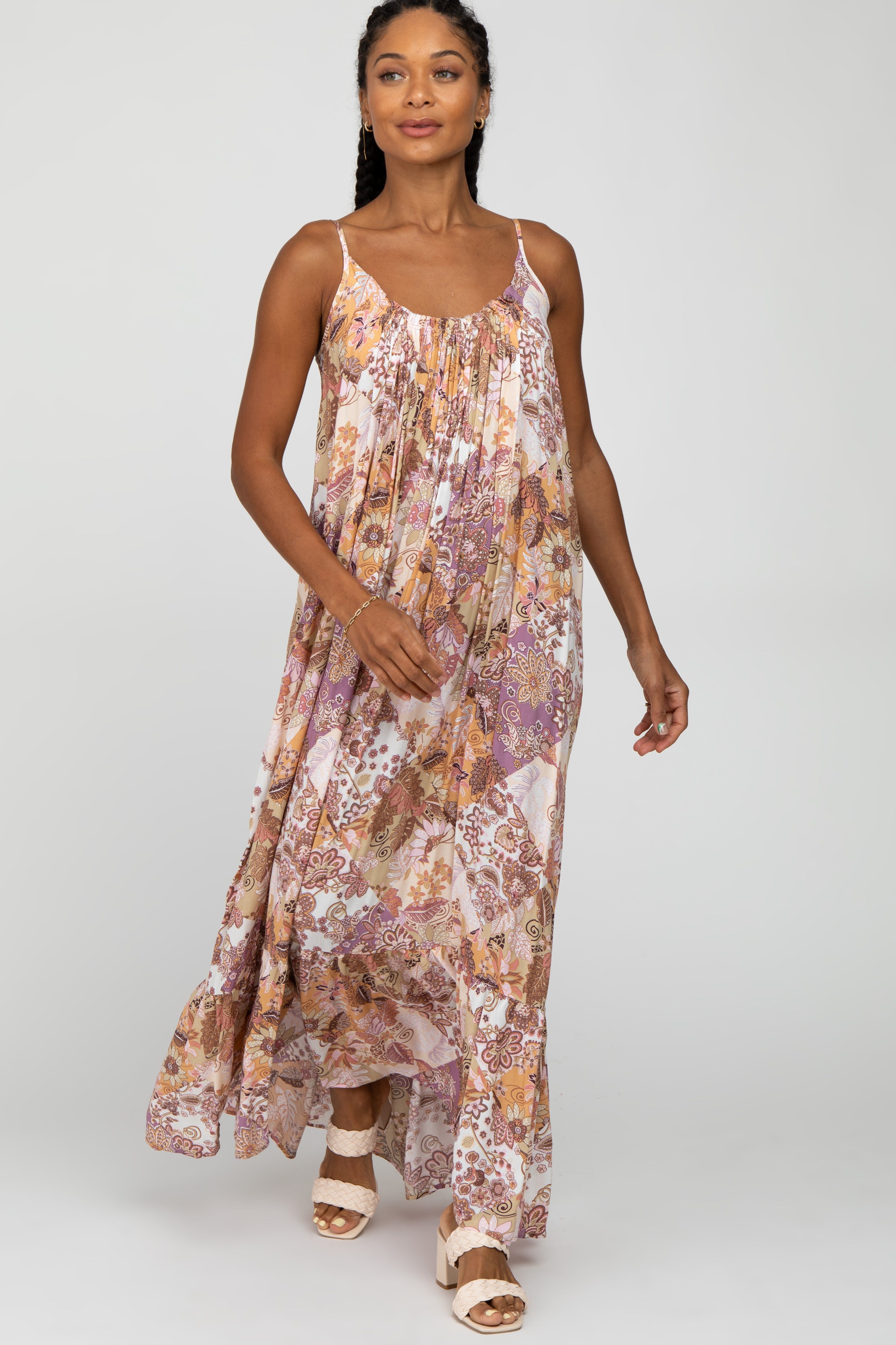 Multi-Color Floral Ruffle Hem Maxi Dress sold by Pinkblush product image thumbnail 2