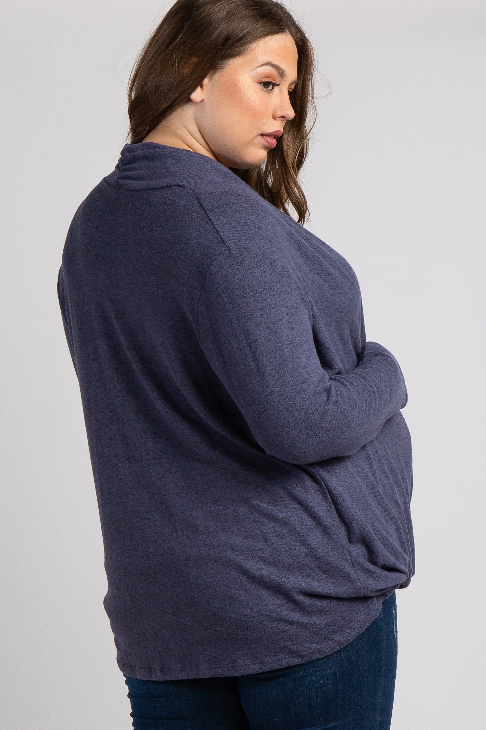 PinkBlush Navy Blue Draped Wrap Plus Maternity Nursing Top sold by Pinkblush product image thumbnail 5