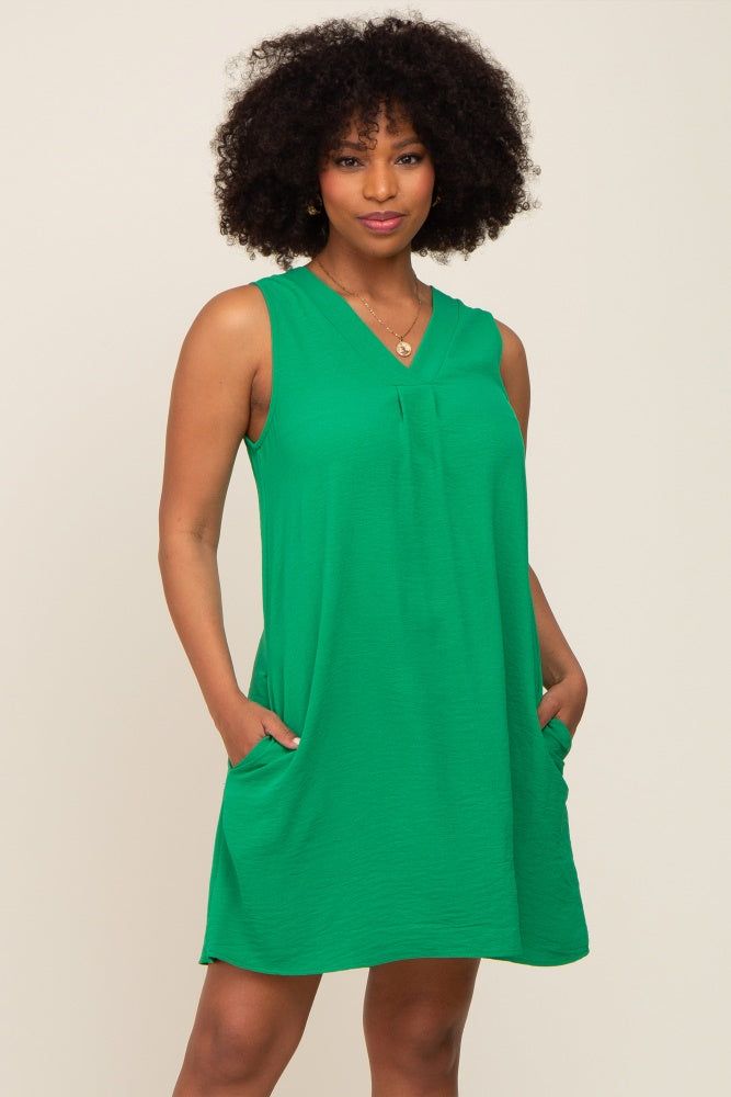 Green Sleeveless Pocketed Dress sold by Pinkblush