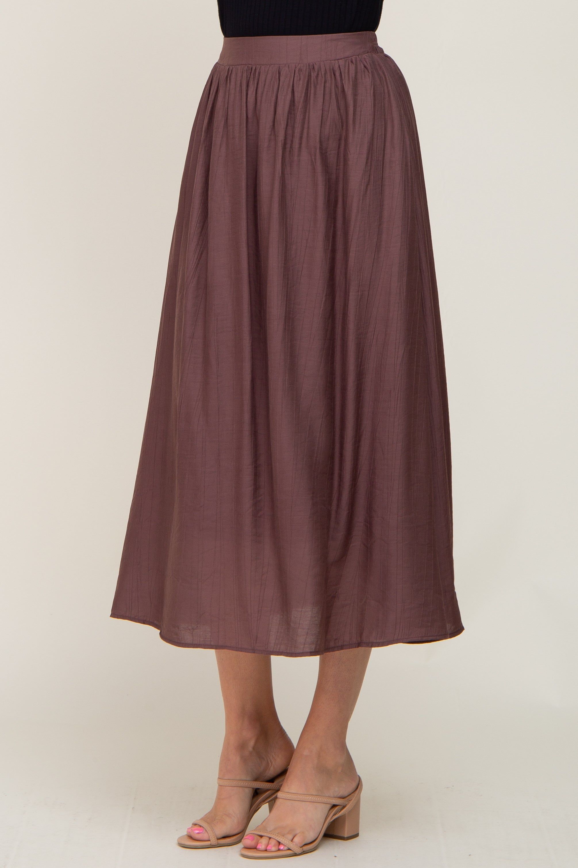 Brown Gathered Midi Skirt sold by Pinkblush product image thumbnail 3
