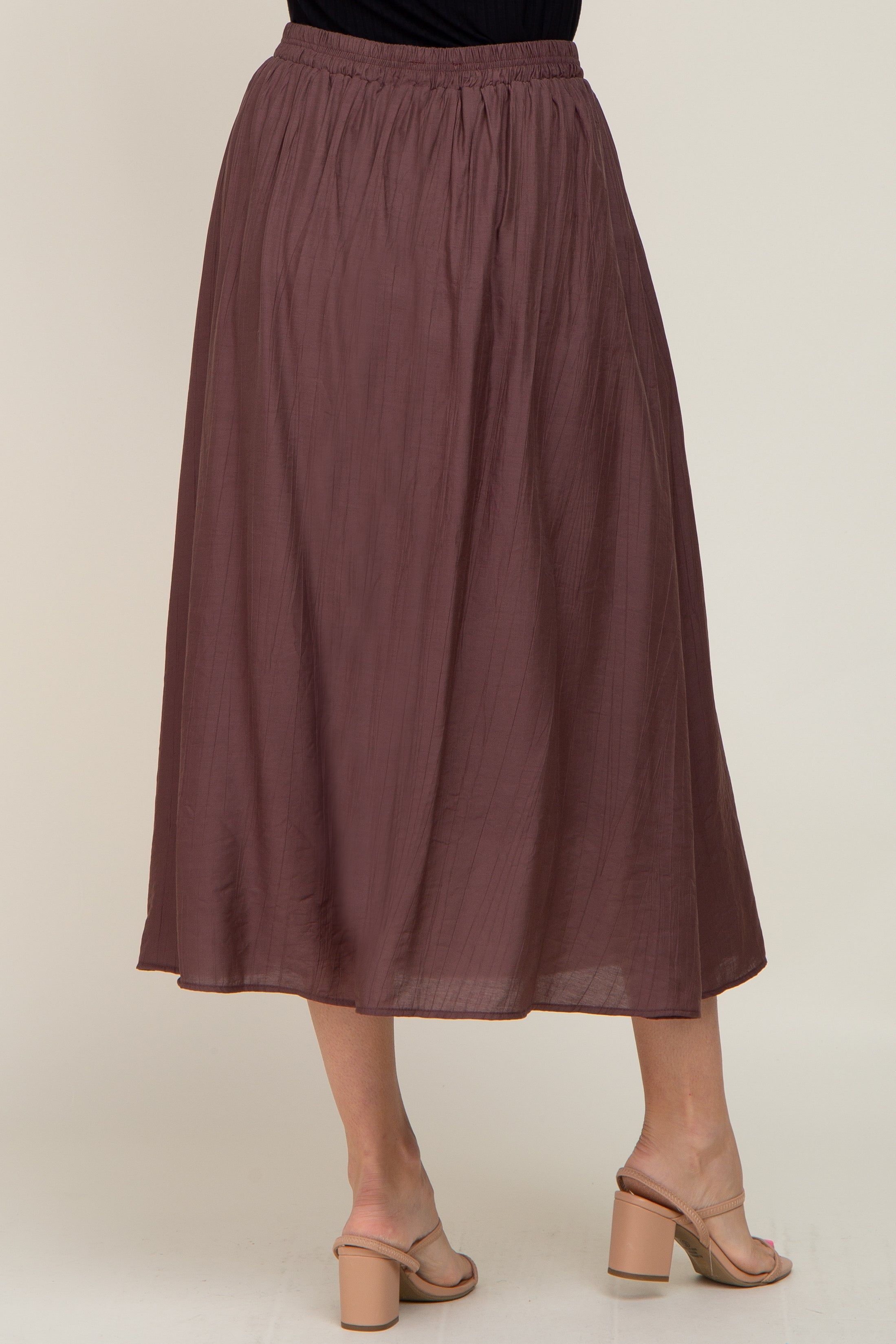 Brown Gathered Midi Skirt sold by Pinkblush product image thumbnail 4