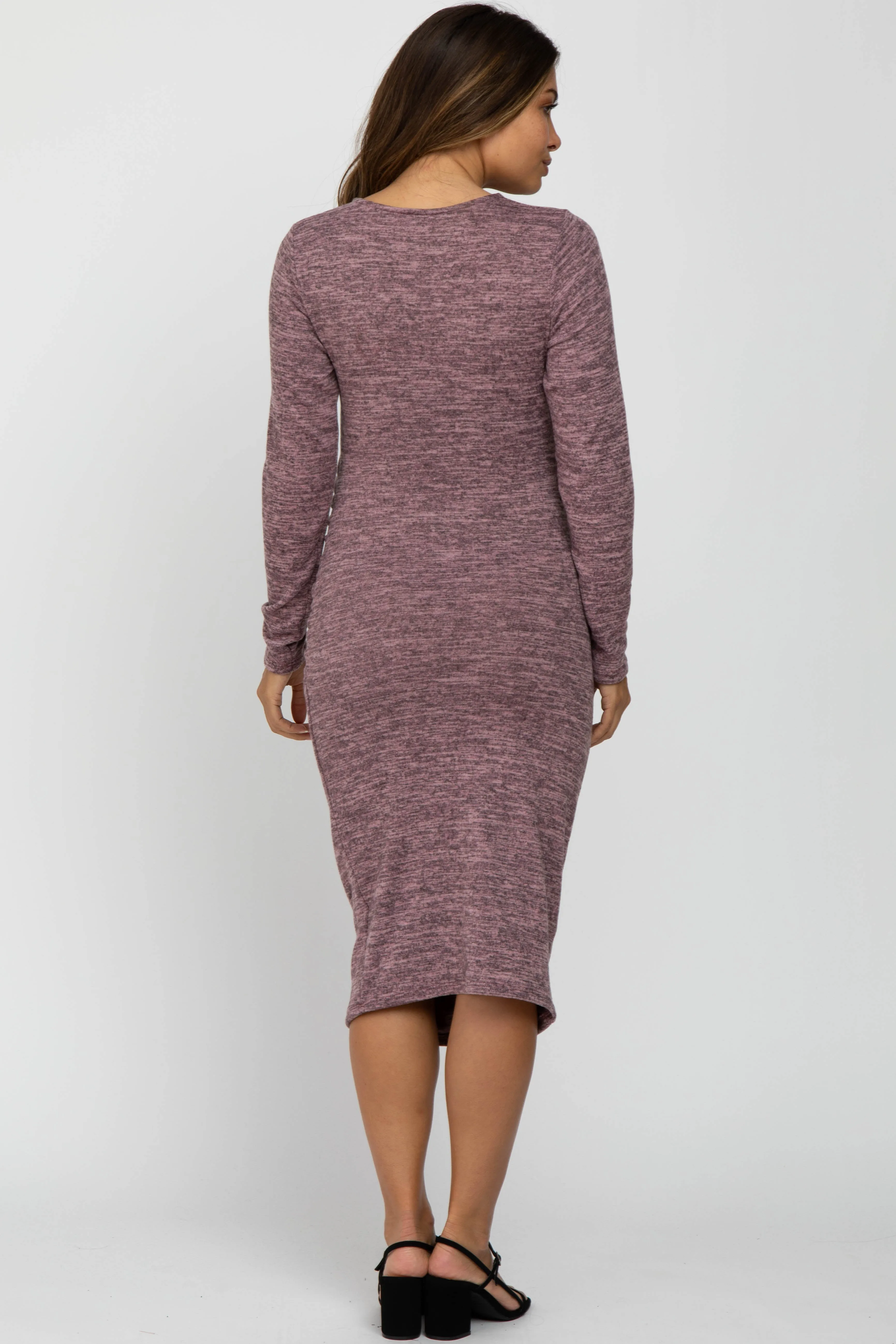 Mauve Heather Wrap Fitted Maternity Dress sold by Pinkblush product image thumbnail 3