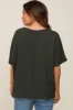 Olive Oversized V-Neck Pocket Front Maternity Blouse sold by Pinkblush