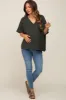 Olive Oversized V-Neck Pocket Front Maternity Blouse sold by Pinkblush