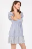 Blue Striped Floral Eyelet Mini Dress sold by Pinkblush