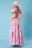 Pink Floral Smocked Short Puff Sleeve Tiered Maxi Dress sold by Pinkblush