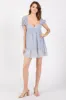 Blue Striped Floral Eyelet Mini Dress sold by Pinkblush