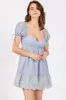 Blue Striped Floral Eyelet Mini Dress sold by Pinkblush