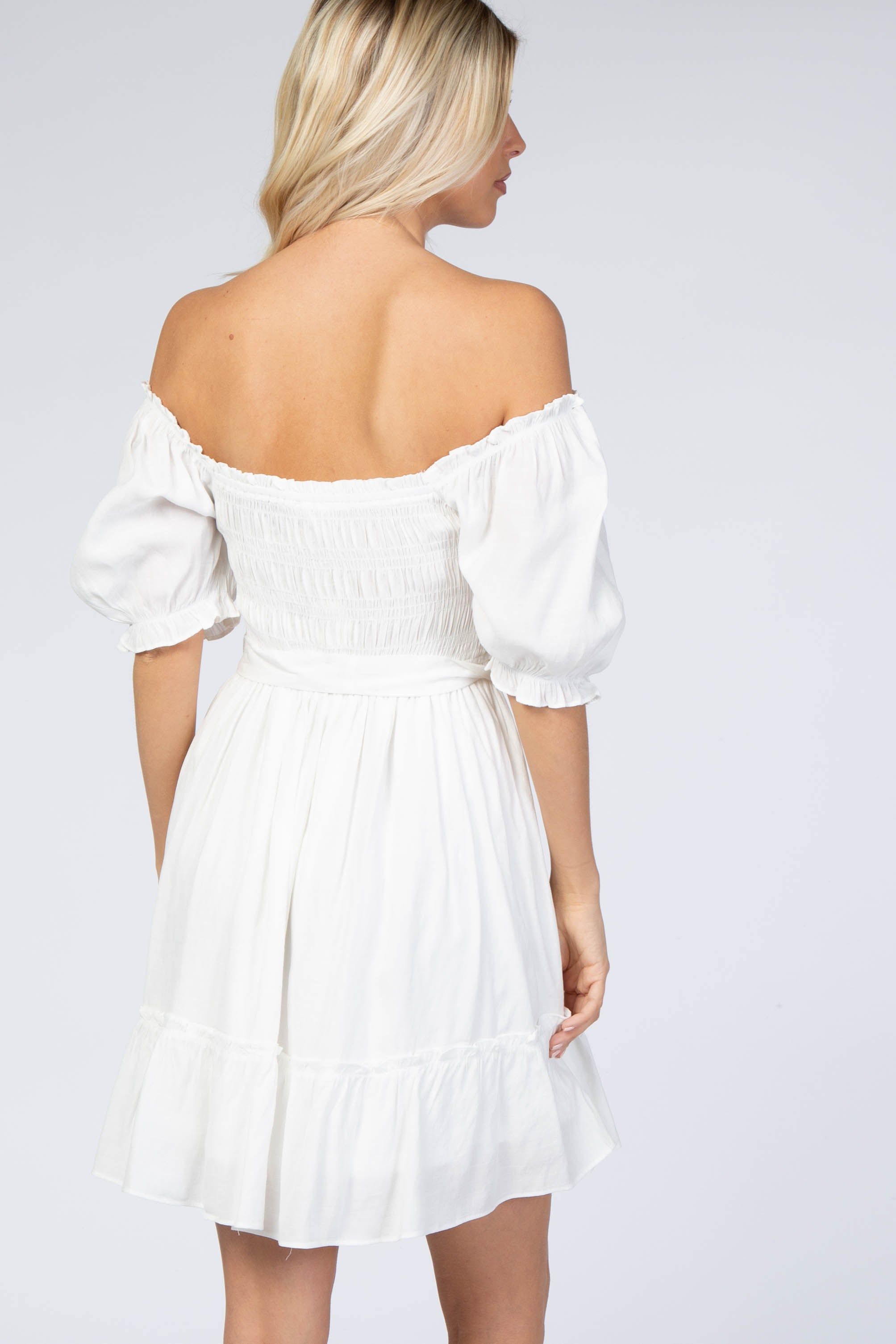 White Smocked Dress sold by Pinkblush product image thumbnail 3