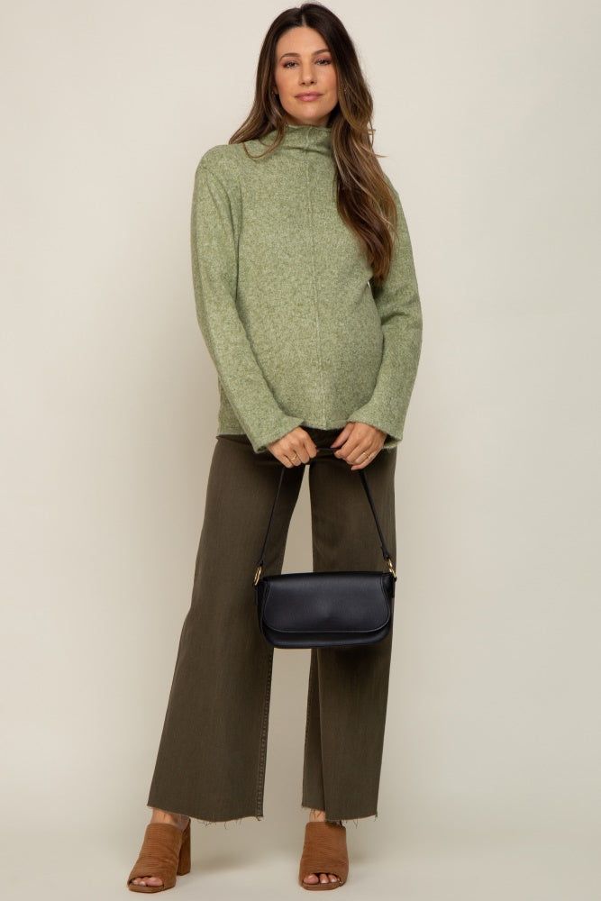 Light Olive Ultra Soft Mock Neck Maternity Sweater sold by Pinkblush product image thumbnail 5
