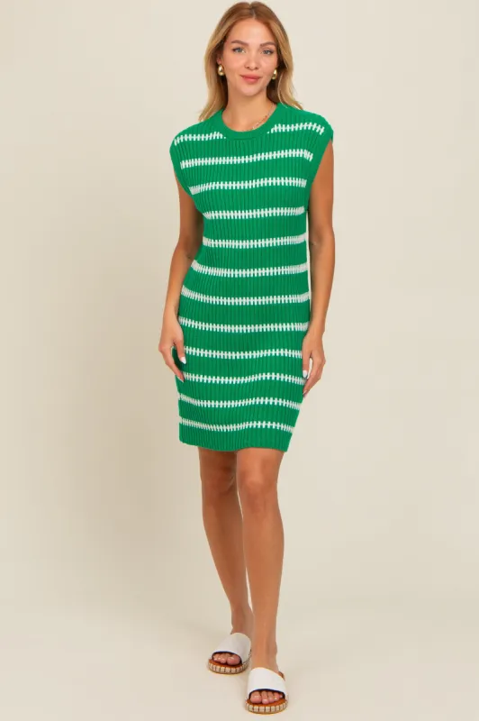 Green Striped Sweater Knit Sleeveless Dress sold by Pinkblush
