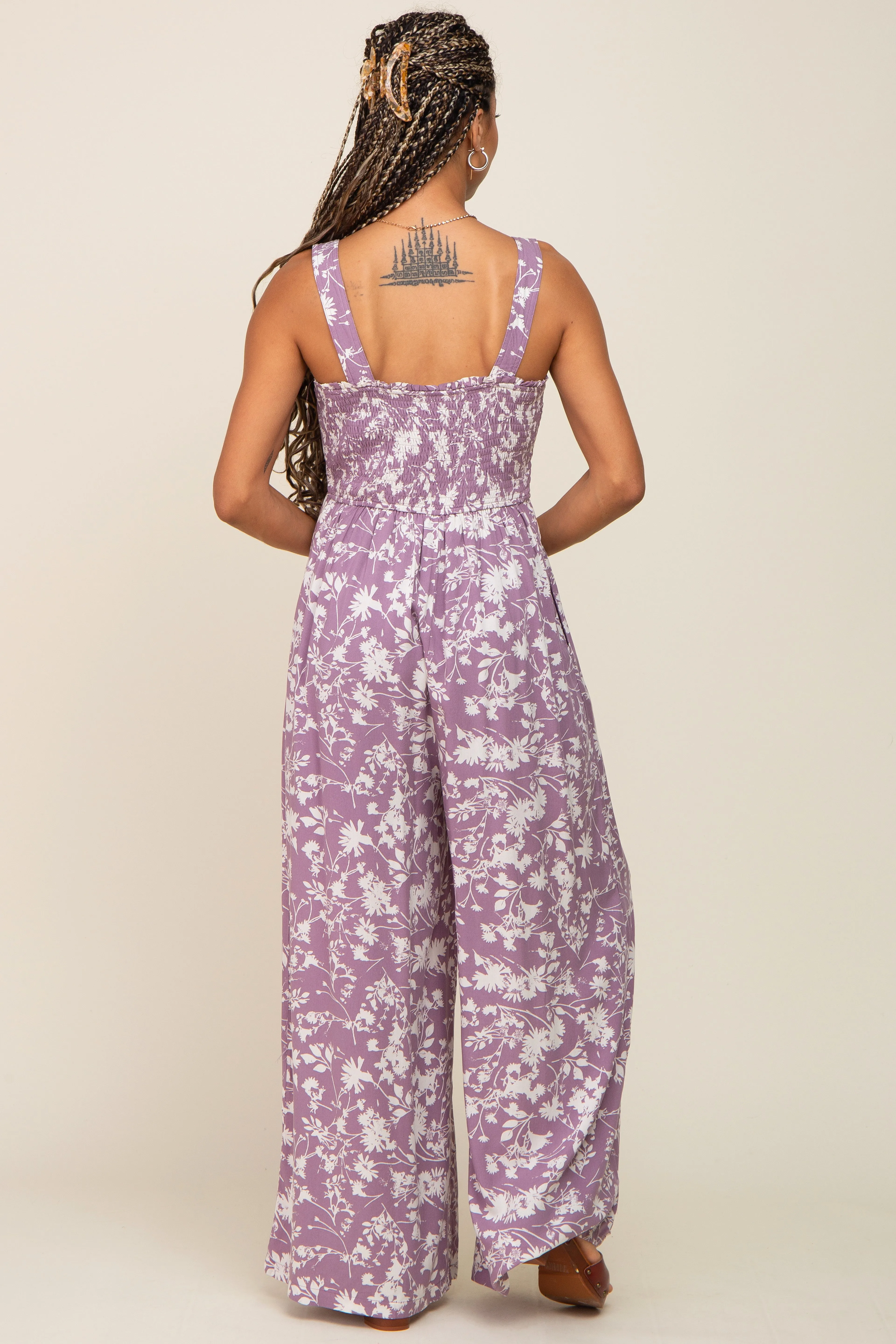 Lavender Floral Sweetheart Neck Jumpsuit sold by Pinkblush product image thumbnail 3