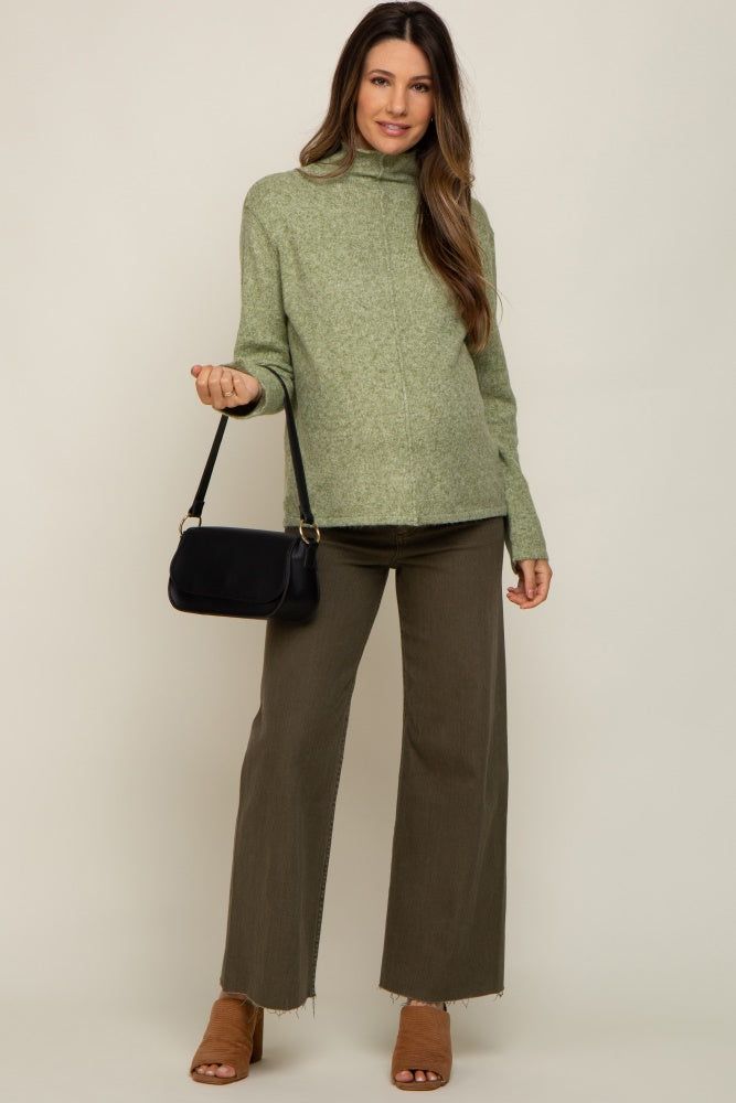 Light Olive Ultra Soft Mock Neck Maternity Sweater sold by Pinkblush product image thumbnail 4