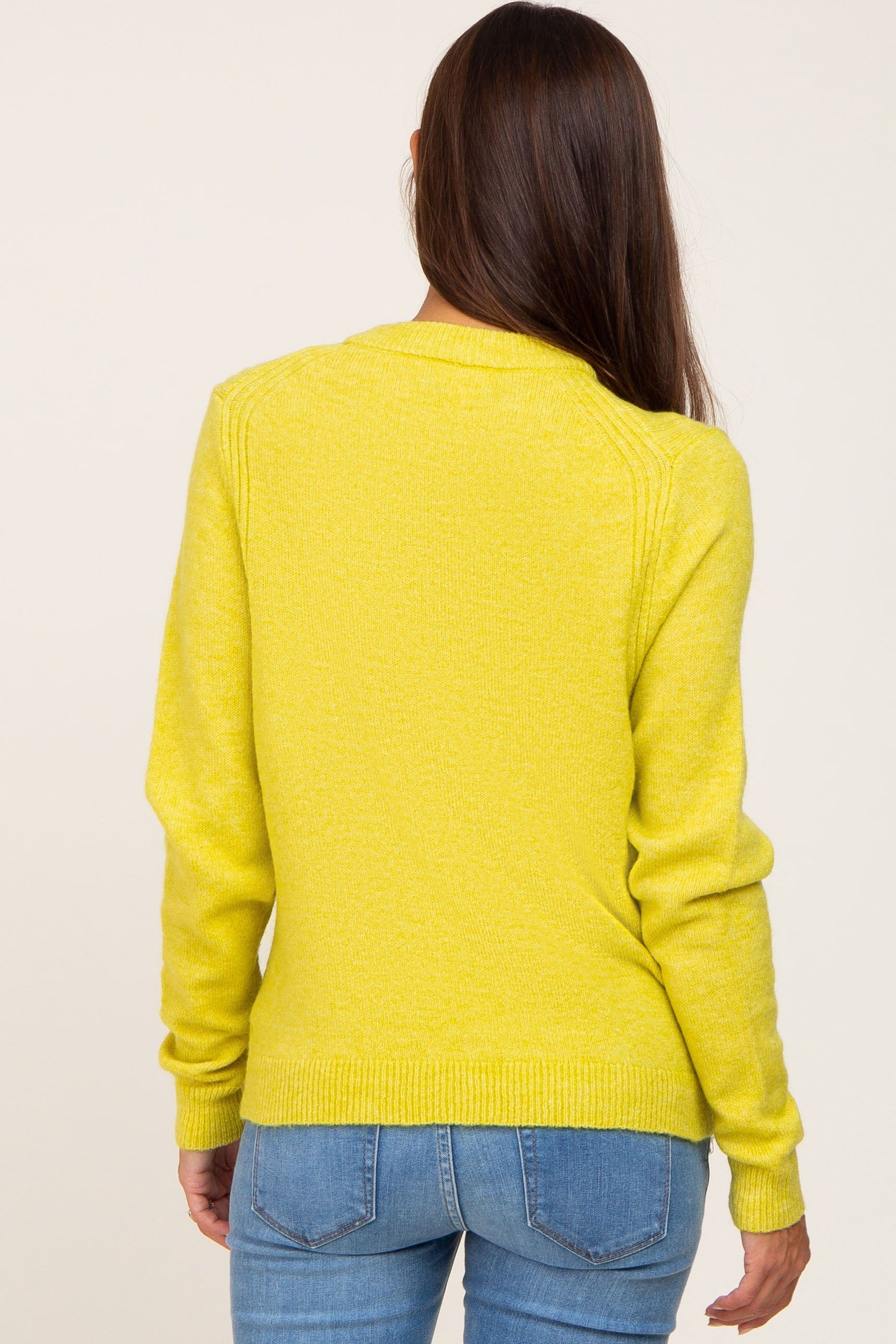 Yellow Ribbed Accent Cropped Maternity Sweater sold by Pinkblush product image thumbnail 4