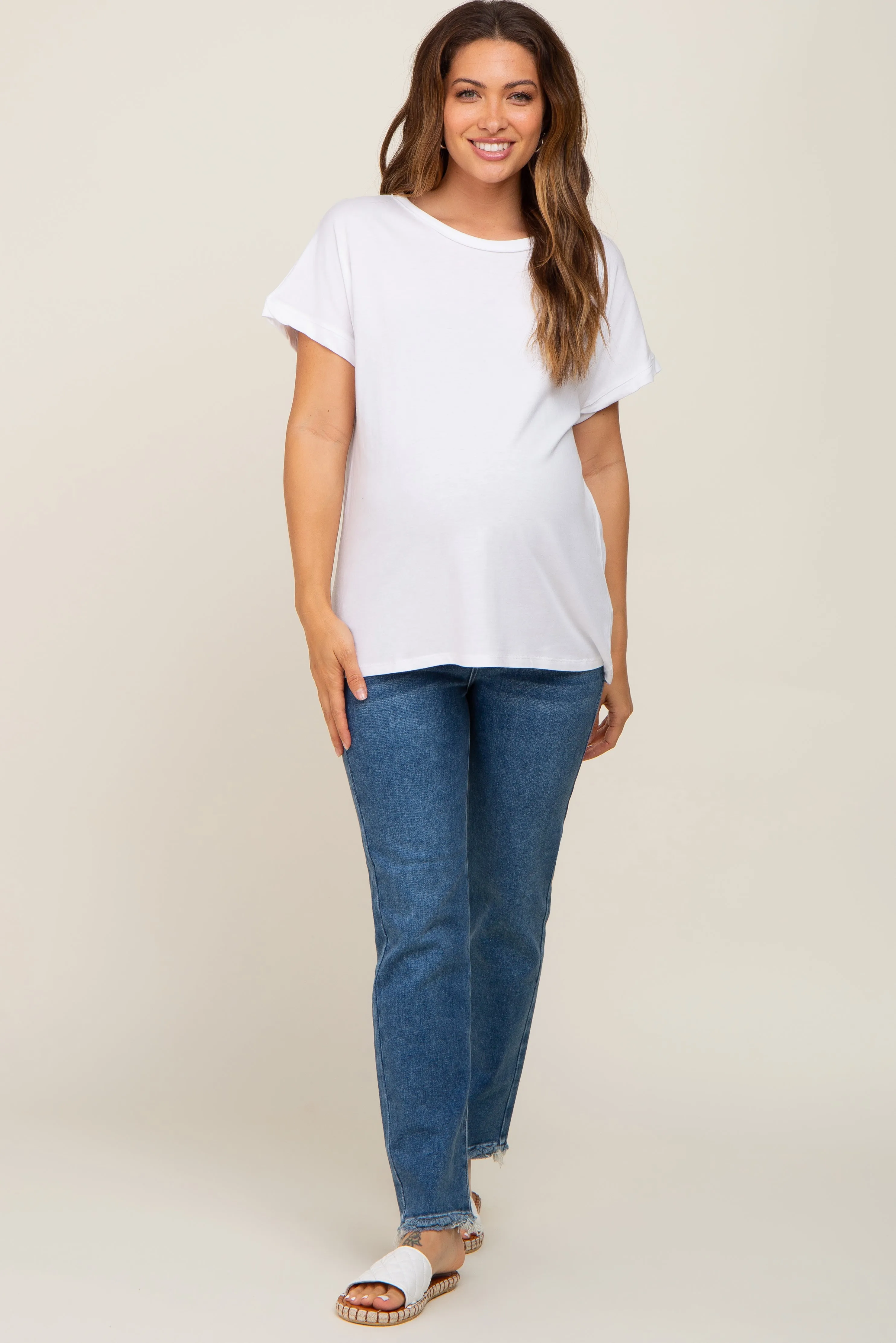 White Short Sleeve Maternity Top sold by Pinkblush product image thumbnail 4