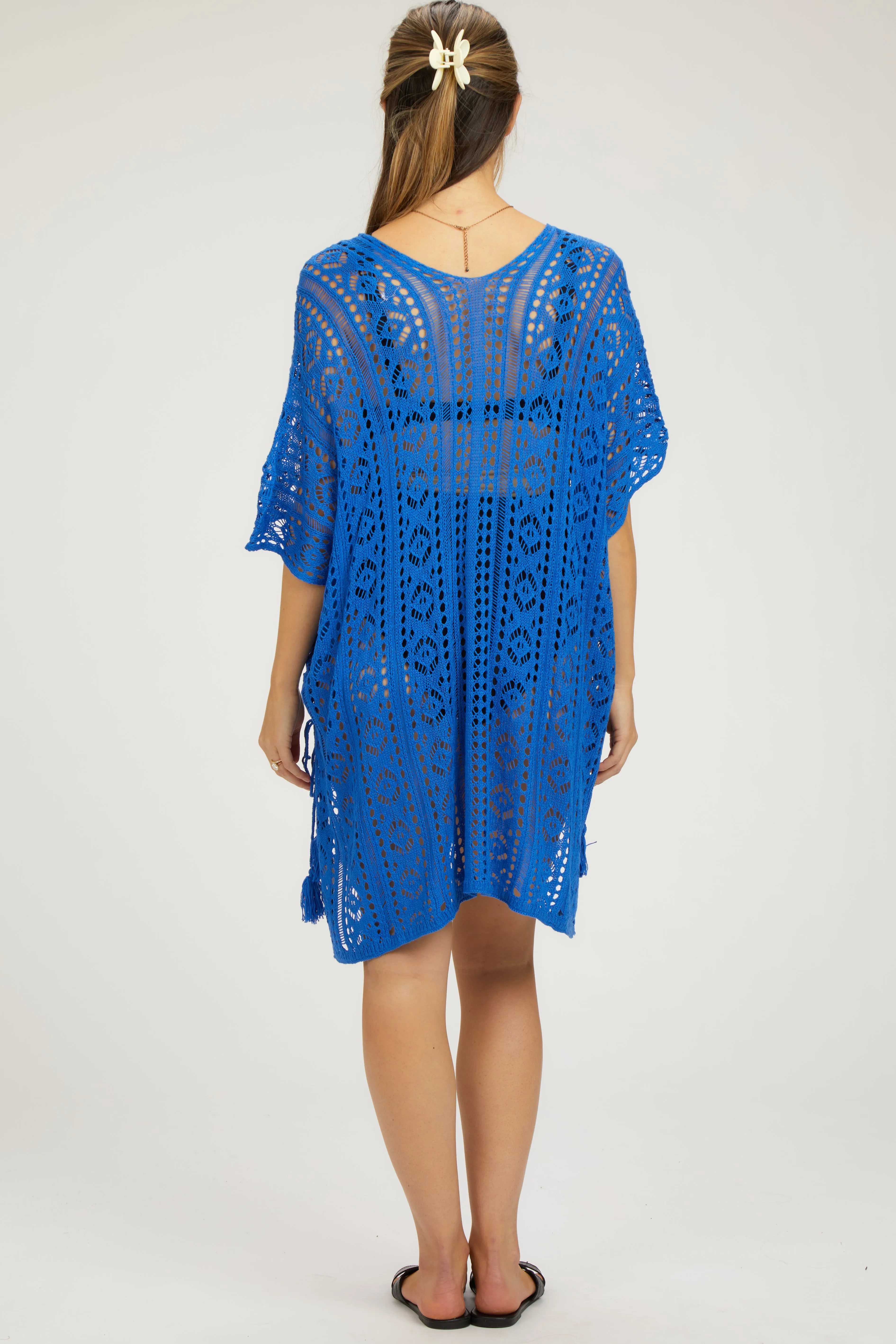 Royal Blue Crochet Knit Maternity Swim Cover Up sold by Pinkblush product image thumbnail 3