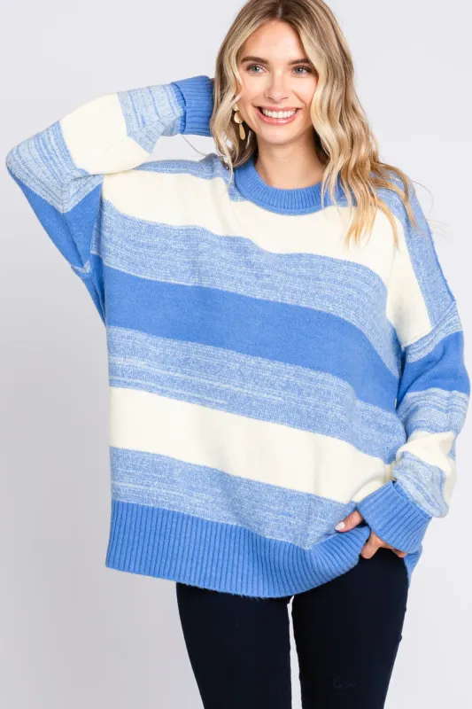 Blue Brushed Striped Sweater sold by Pinkblush