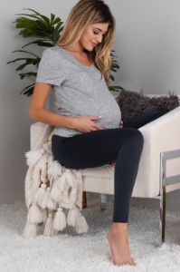 Heather Grey Short Sleeve Nursing Maternity Top sold by Pinkblush