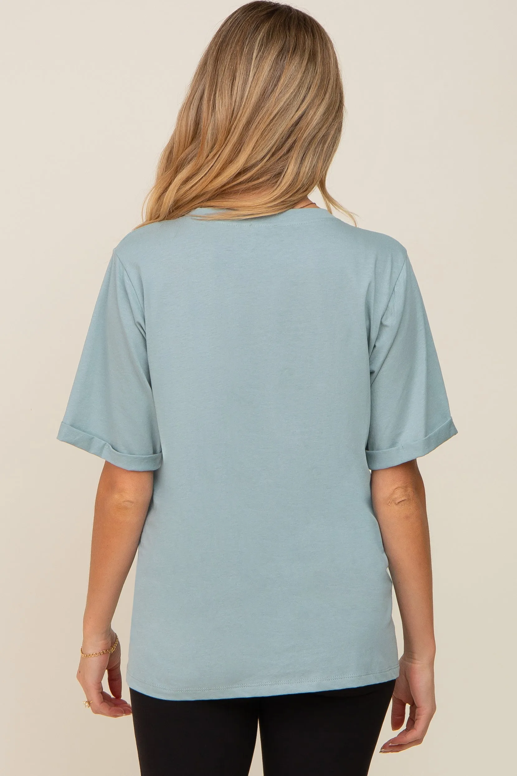 Mint Green Oversized Pocket Front Short Sleeve Maternity Top sold by Pinkblush product image thumbnail 3