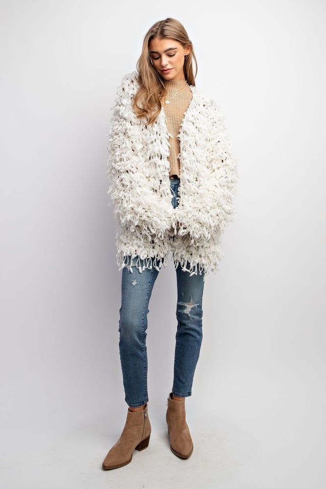 Cream Vintage Shaggy Fur Knit Cardigan sold by Pinkblush product image thumbnail 4