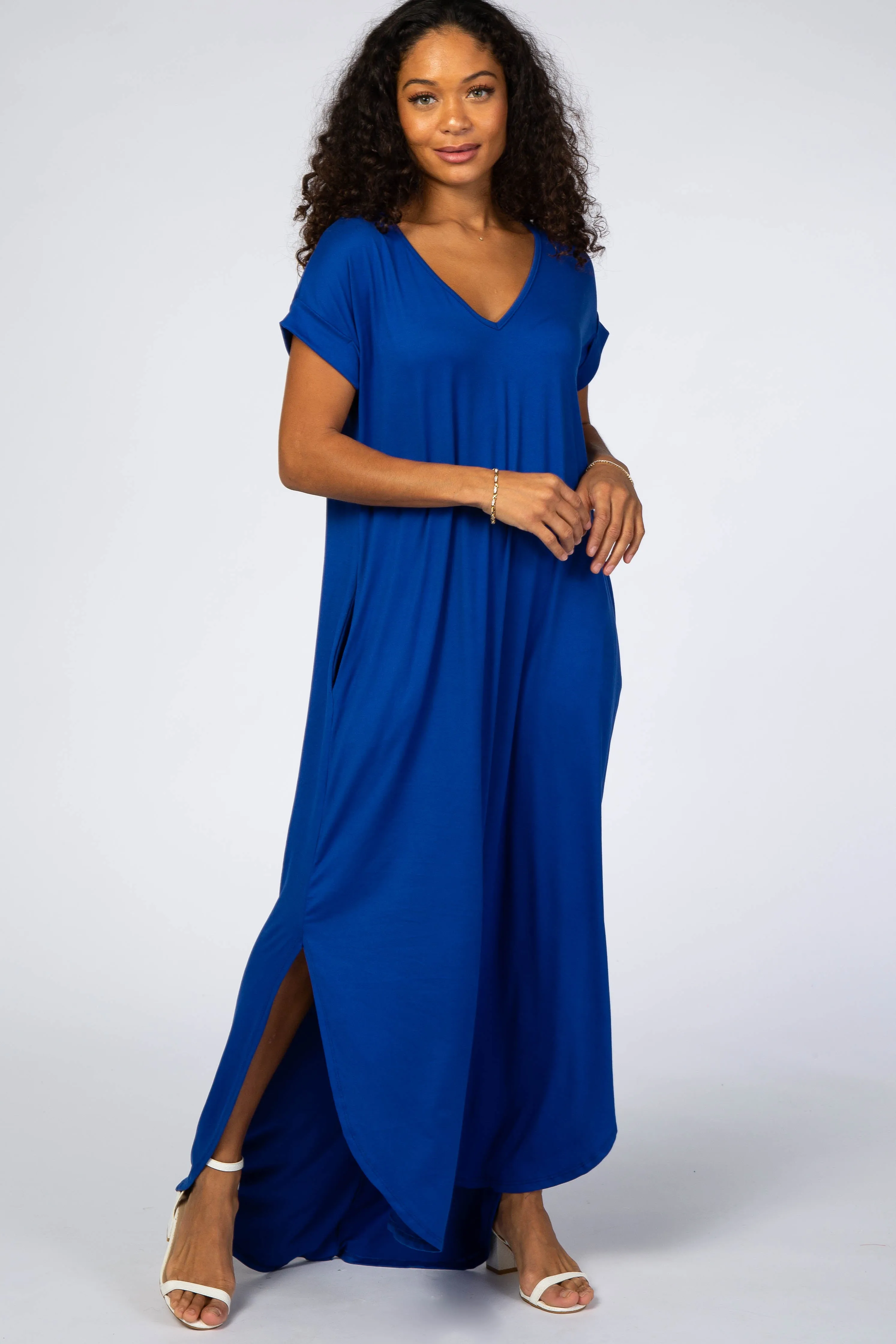 Royal Side Slit Maxi Dress sold by Pinkblush