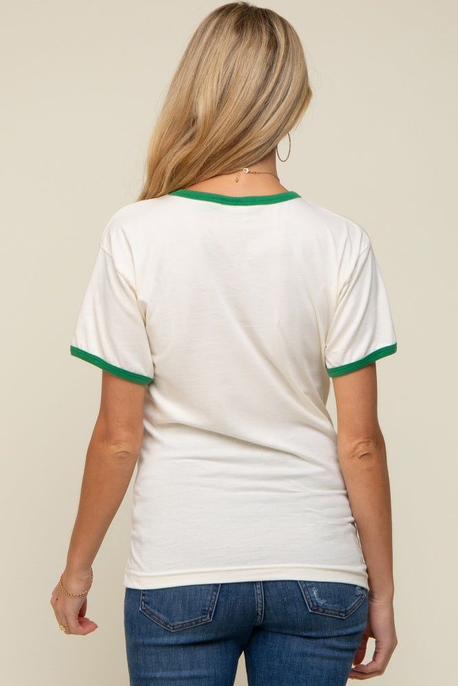 Green Cream Short Sleeve Maternity Ringer Tee sold by Pinkblush product image thumbnail 3