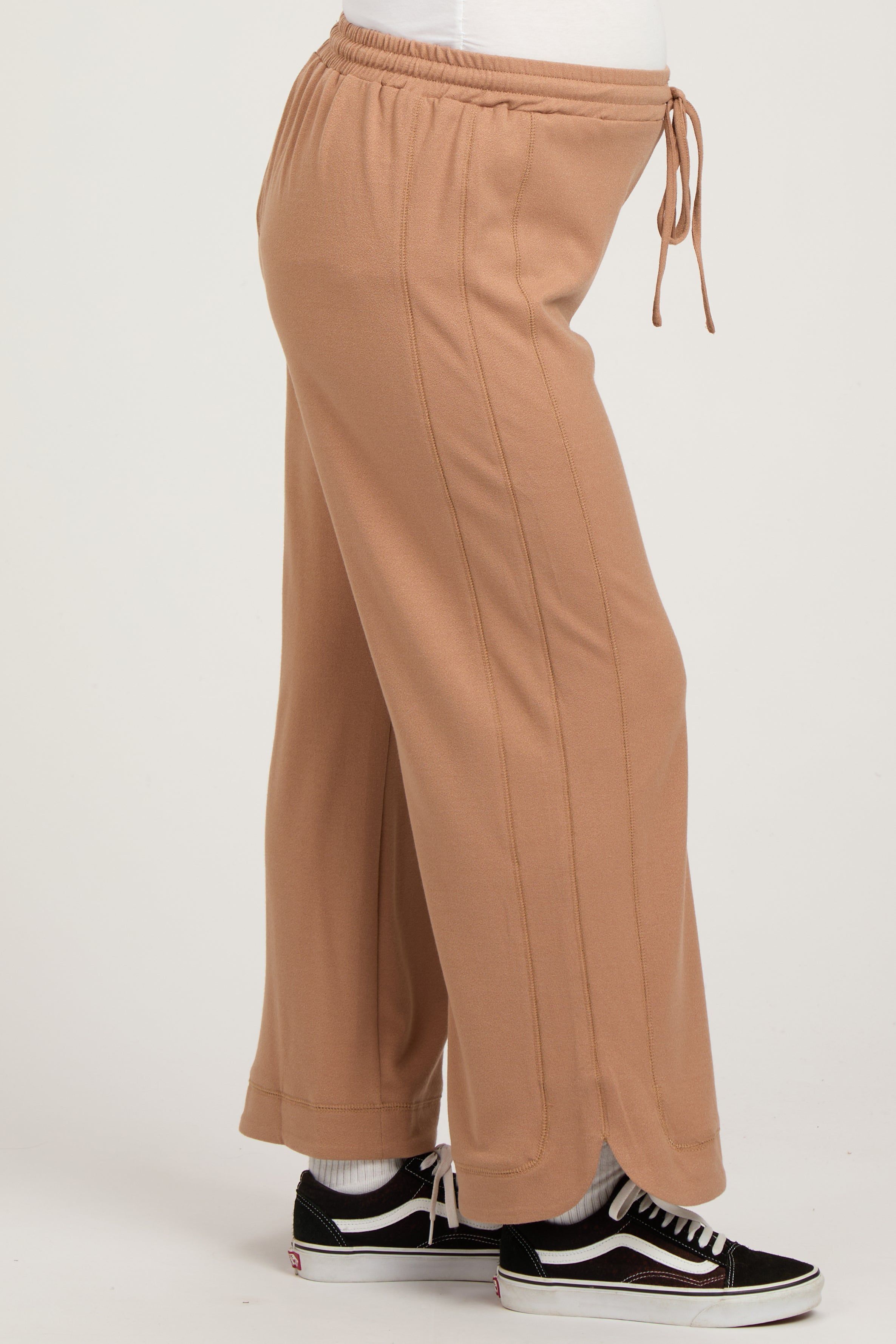 Camel Wide Leg Drawstring Maternity Pants sold by Pinkblush product image thumbnail 4