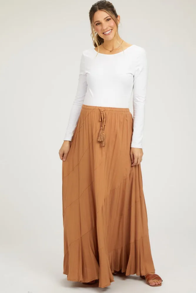 Camel Tassel String Maternity Maxi Skirt sold by Pinkblush product image thumbnail 2