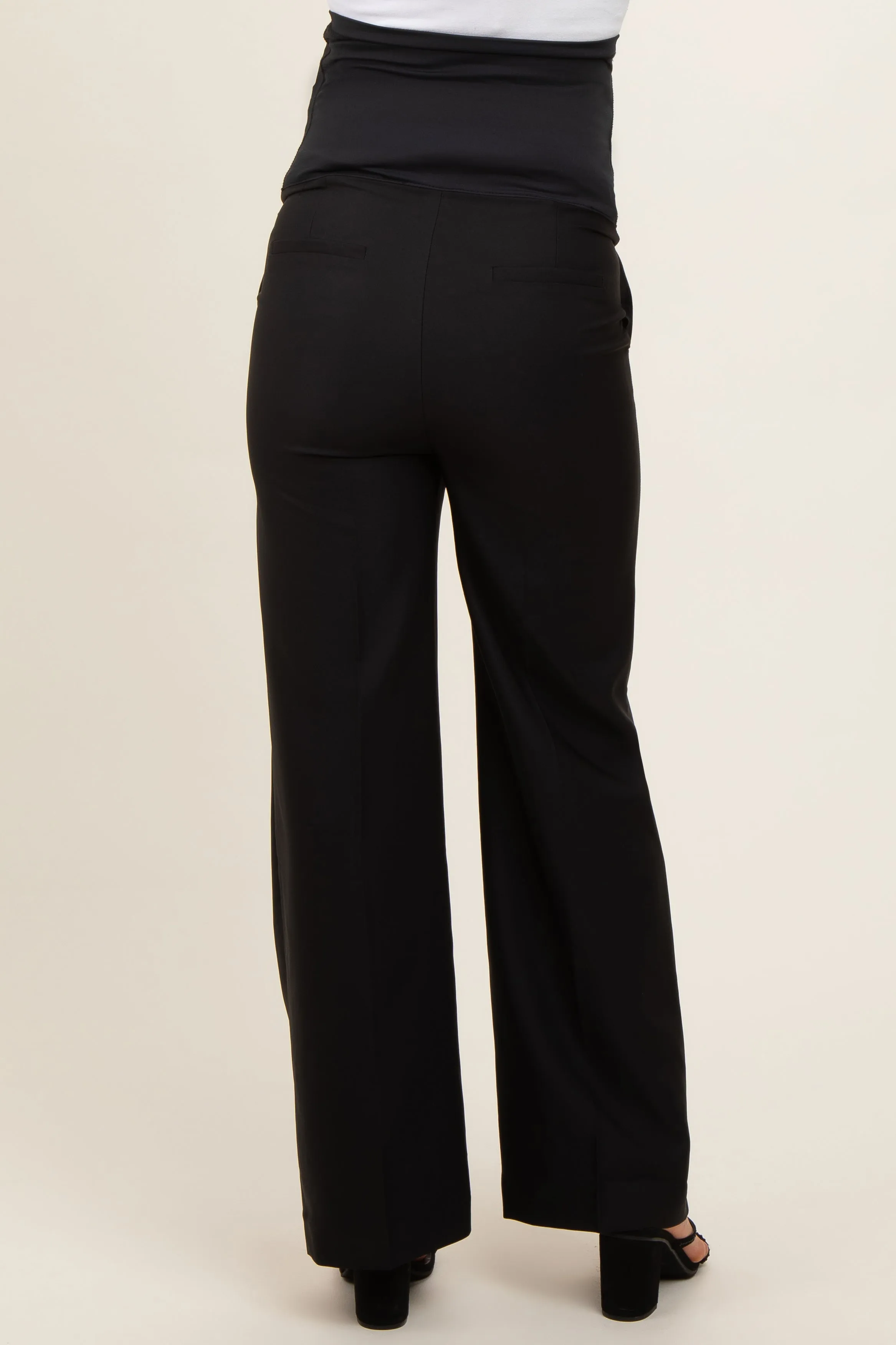 Black Wide Leg Maternity Trousers sold by Pinkblush product image thumbnail 5