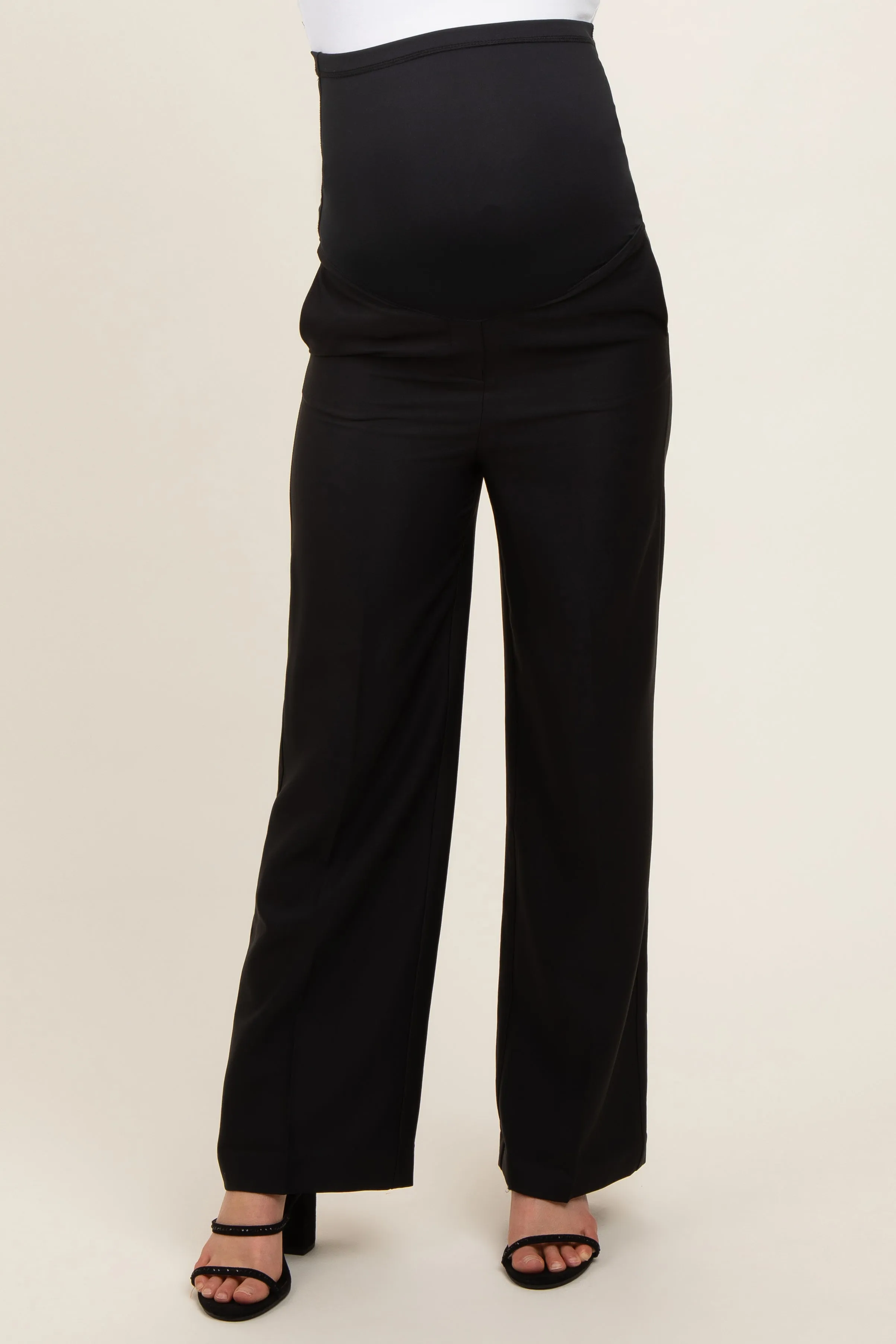 Black Wide Leg Maternity Trousers sold by Pinkblush product image thumbnail 3