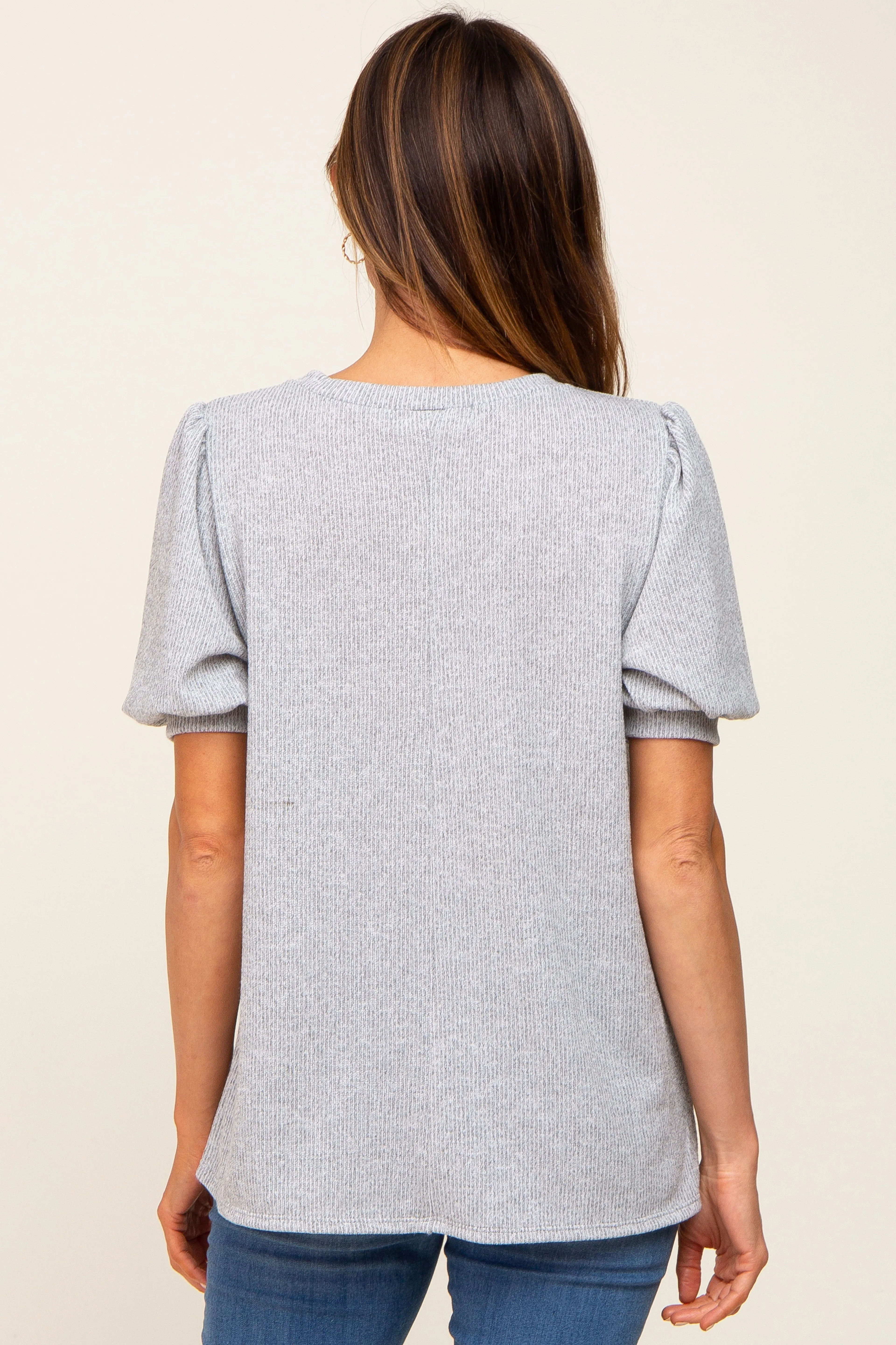Heather Grey Puff Short Sleeve Top sold by Pinkblush product image thumbnail 3