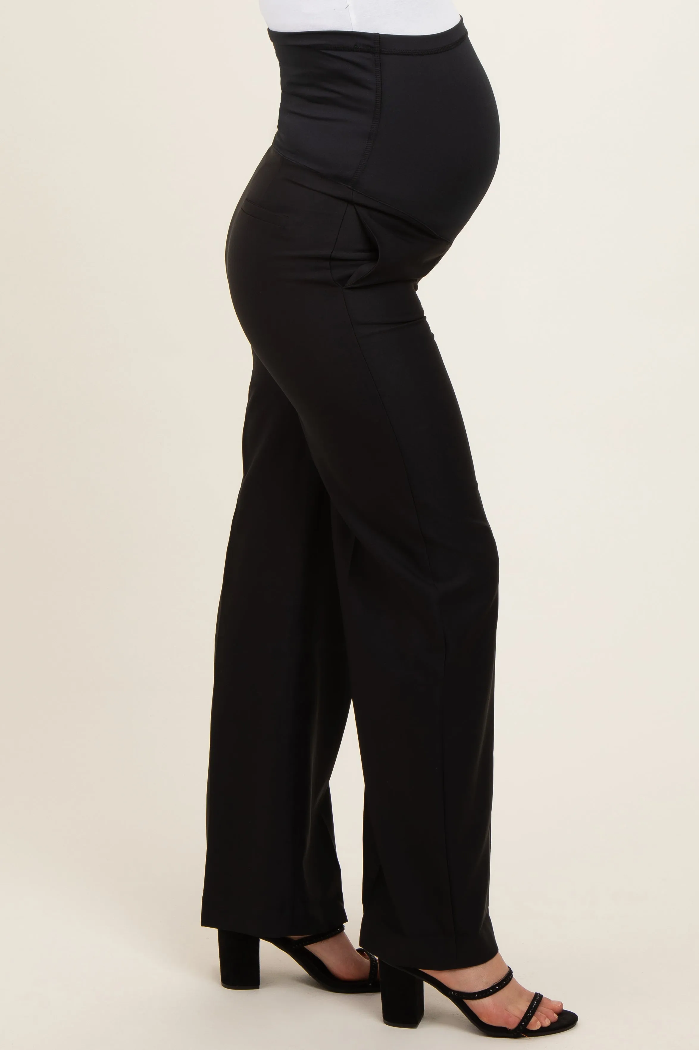 Black Wide Leg Maternity Trousers sold by Pinkblush product image thumbnail 4