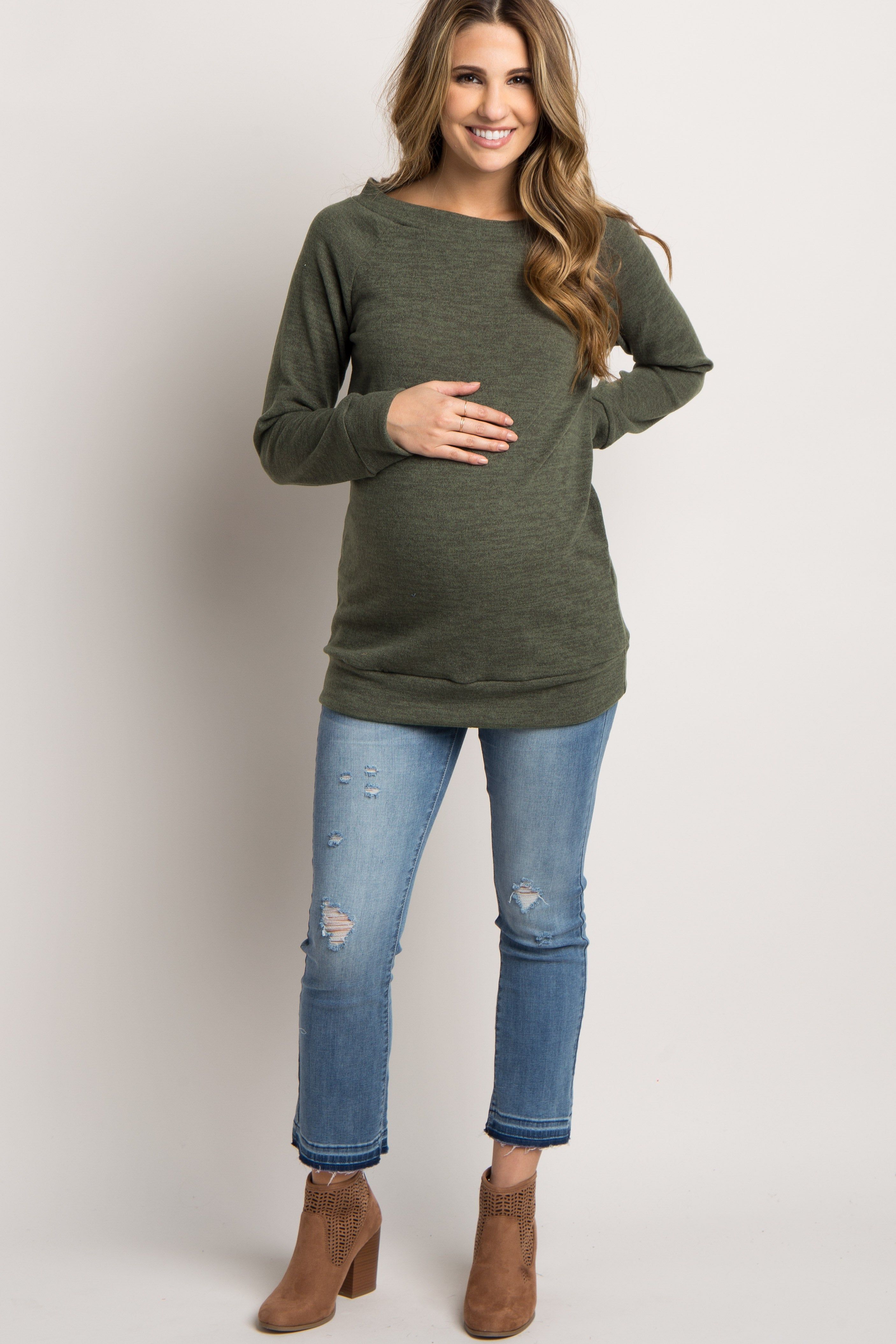 Olive Basic Maternity Sweater sold by Pinkblush product image thumbnail 3