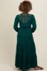 Dark Teal Embroidered Tiered Maxi Dress sold by Pinkblush