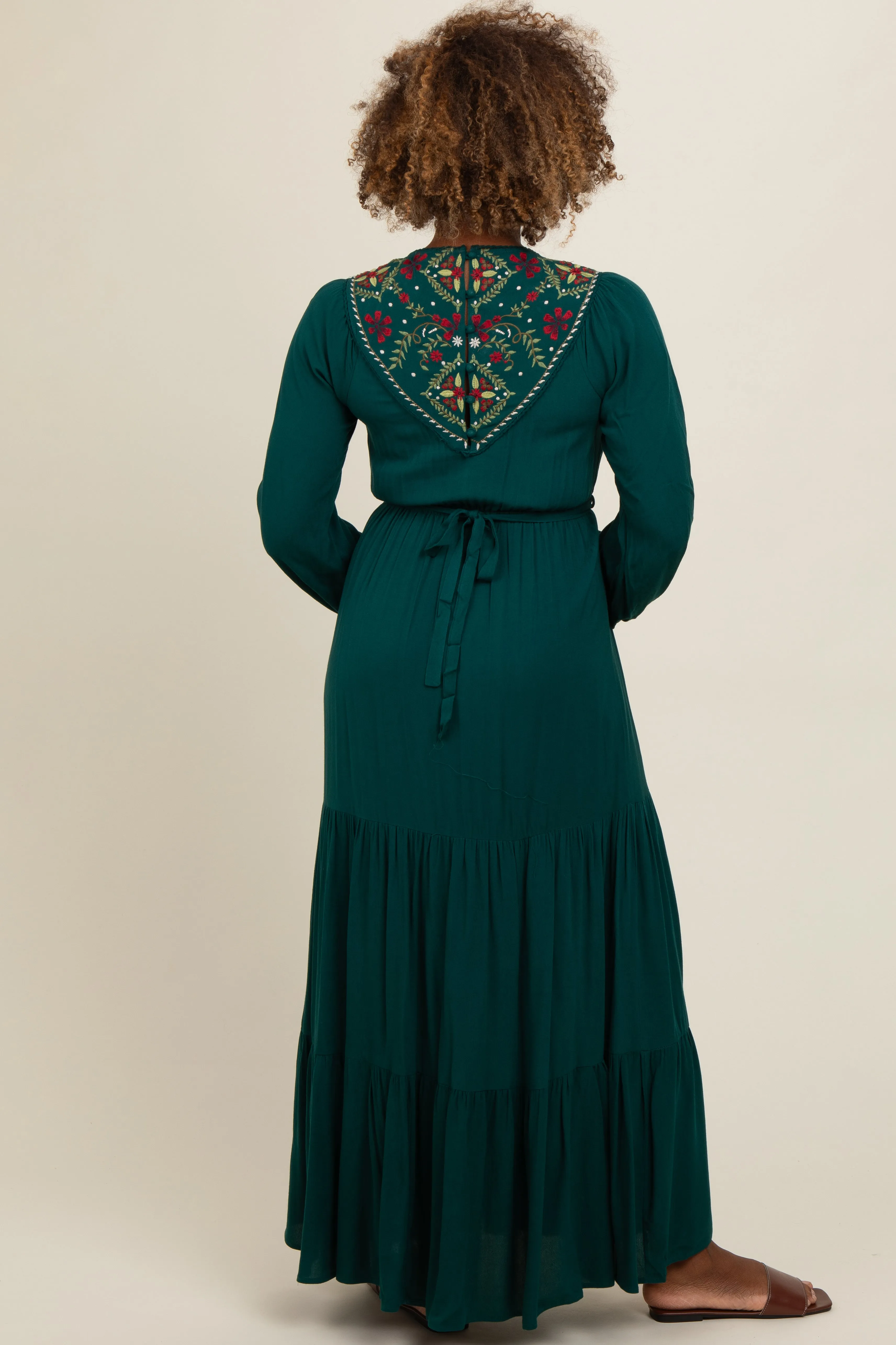 Dark Teal Embroidered Tiered Maxi Dress sold by Pinkblush product image thumbnail 4