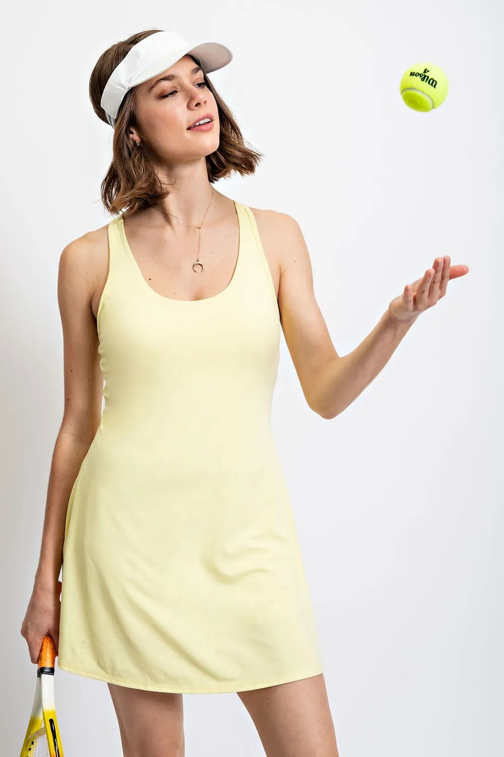 Yellow Tennis Racerback Romper Dress sold by Pinkblush