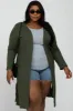 Olive Heathered Ribbed Side Slit Long Plus Cardigan sold by Pinkblush