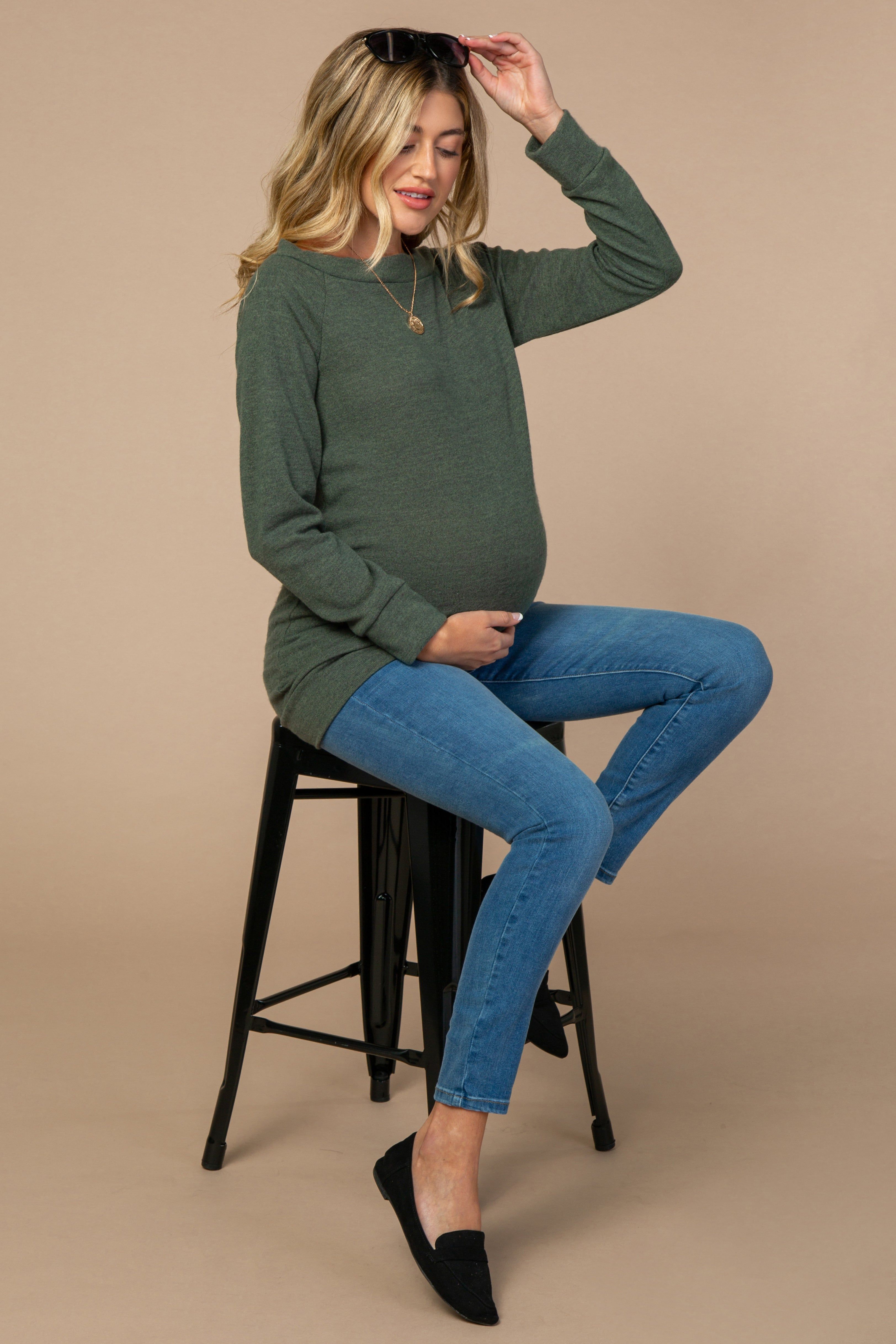 Olive Basic Maternity Sweater sold by Pinkblush