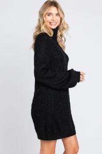 Black Turtleneck Sweater Mini Dress sold by Pinkblush