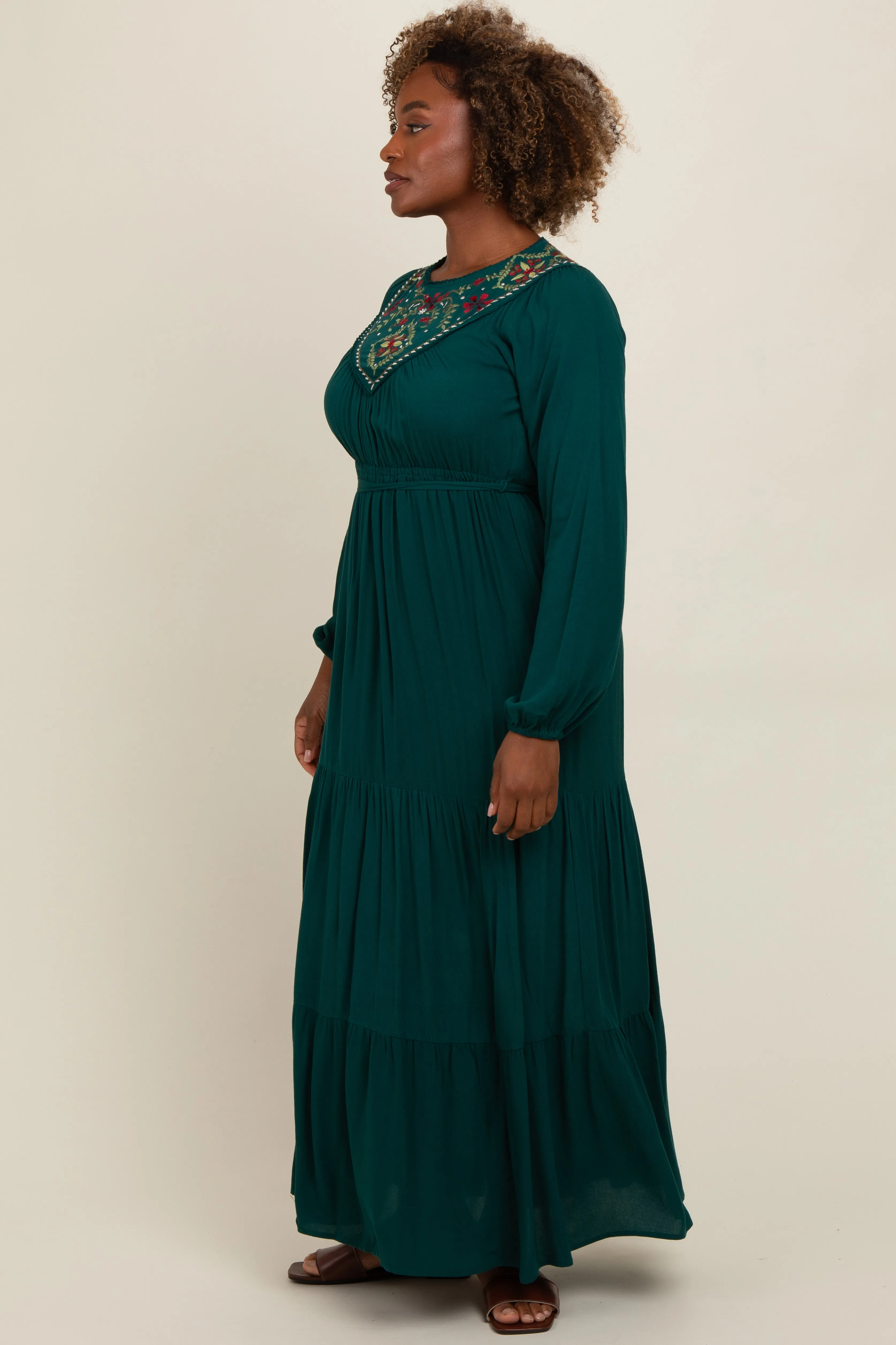 Dark Teal Embroidered Tiered Maxi Dress sold by Pinkblush product image thumbnail 3