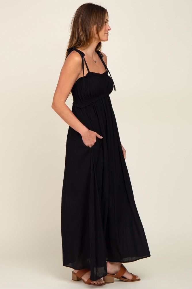Black Sleeveless Ruffle Trim Maxi Dress sold by Pinkblush product image thumbnail 2