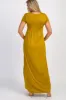 Mustard Draped Maternity/Nursing Maxi Dress sold by Pinkblush