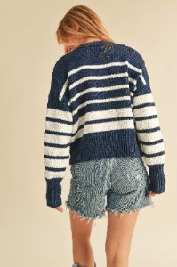 Navy White Knitted Cardi sold by Pinkblush