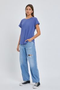 Blue Short Dolman Sleeve Top sold by Pinkblush