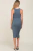 Blue Sleeveless Fitted Ruched Maternity Dress sold by Pinkblush