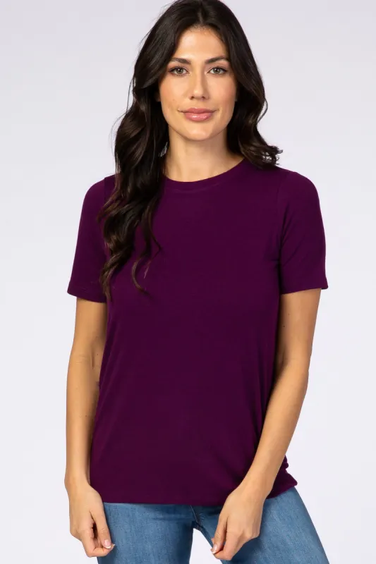 Plum Crew Neck Short Sleeve Top sold by Pinkblush