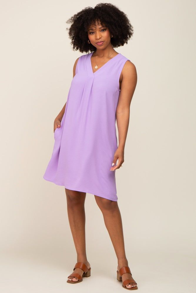 Lavender Sleeveless Pocketed Dress sold by Pinkblush