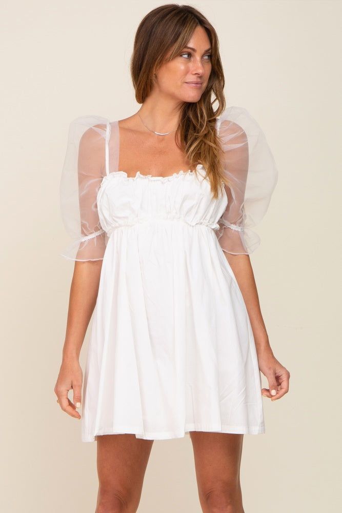 White Mesh Sleeve Mini Dress sold by Pinkblush