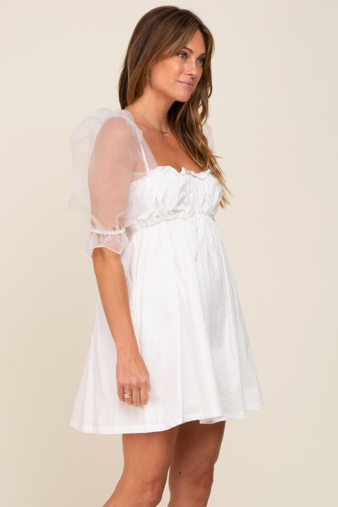 White Mesh Sleeve Mini Dress sold by Pinkblush product image thumbnail 2