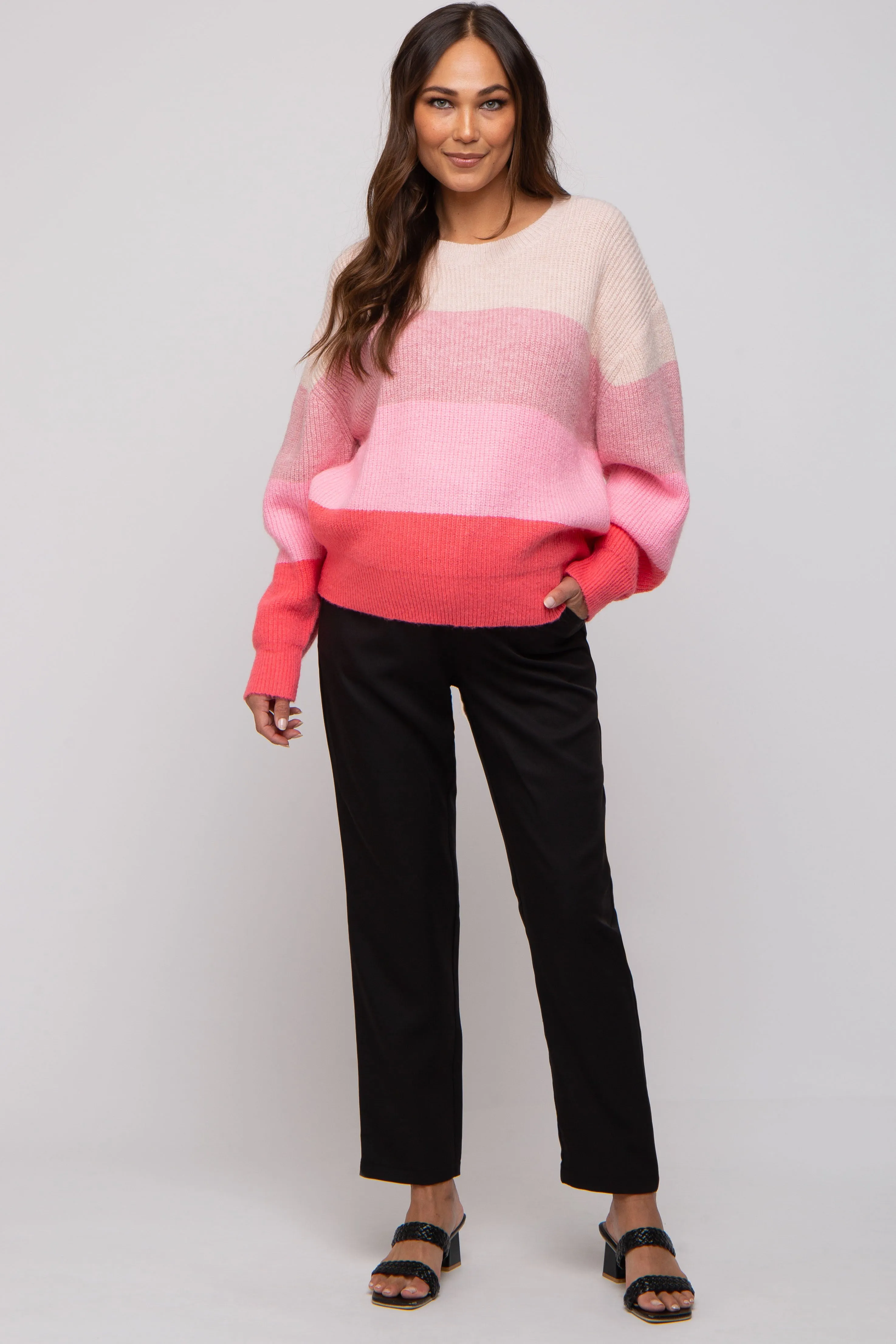 Pink Striped Knit Maternity Sweater sold by Pinkblush